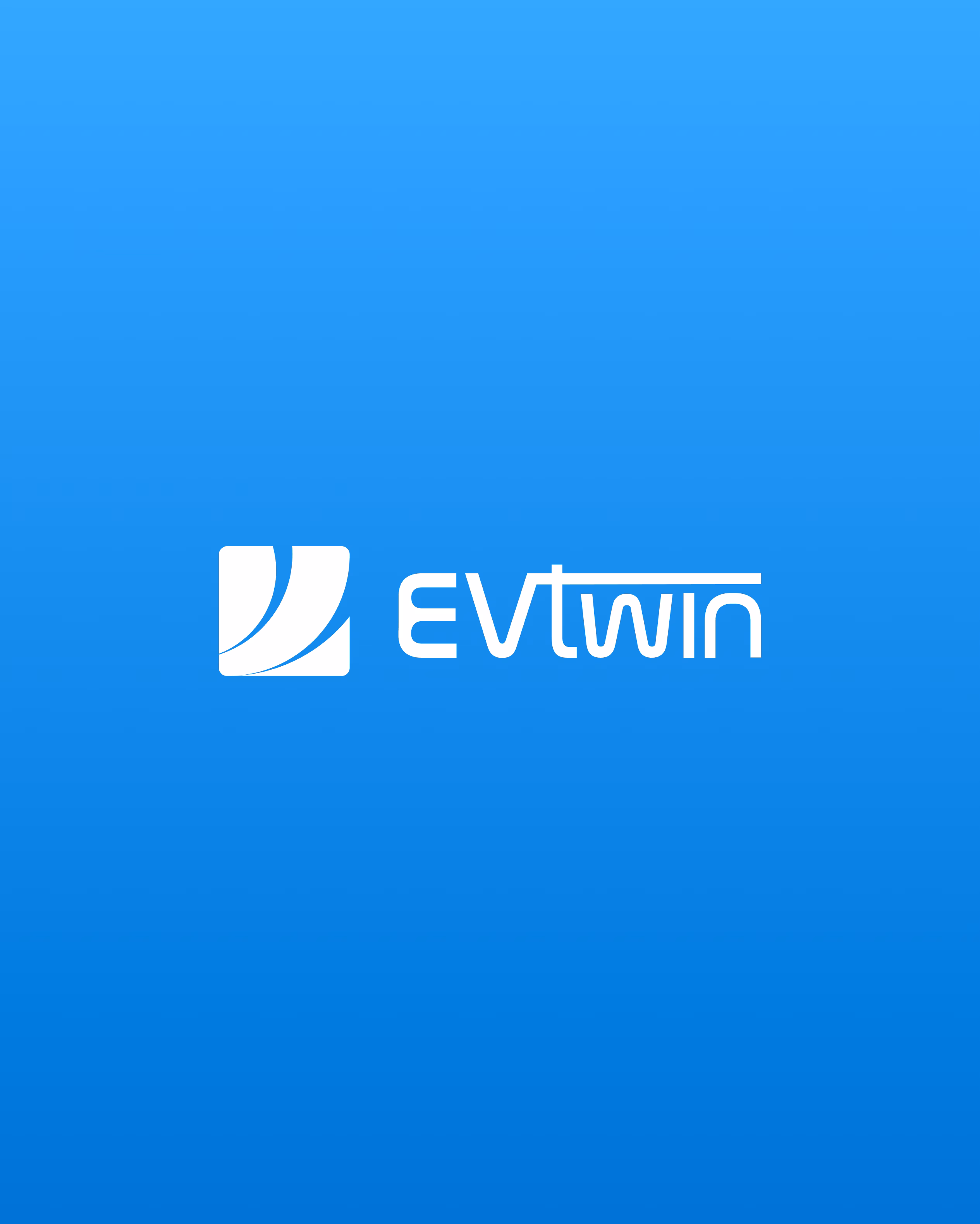 EVTwin logo design featuring geometric blue chevron mark representing electric vehicle innovation by Hatypo Studio