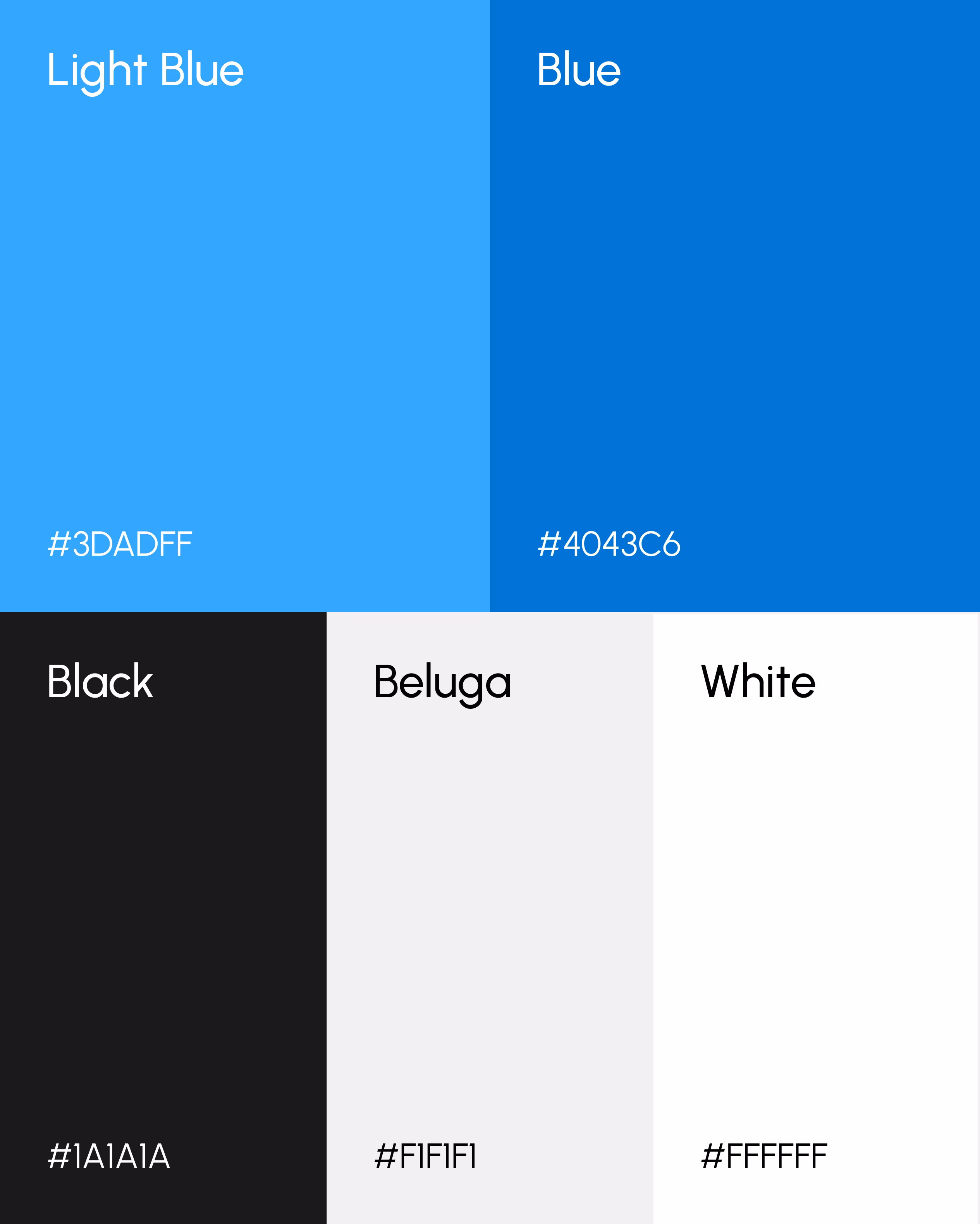 EVTwin brand identity showing light blue, dark blue, black, and white color palette with Urbanist typeface by Hatypo Studio
