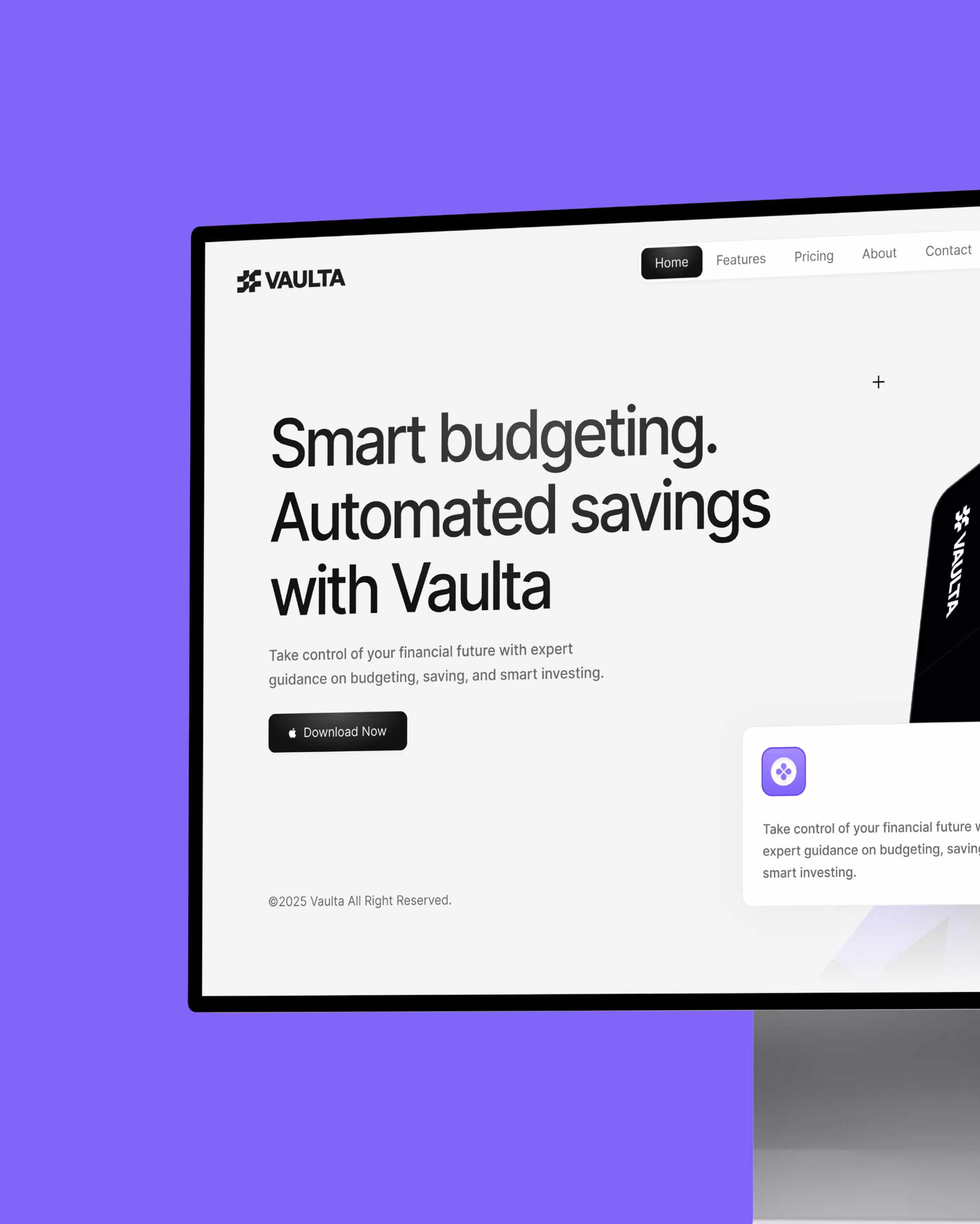 Vaulta Finance website design UI by Hatypo Studio showing landing page