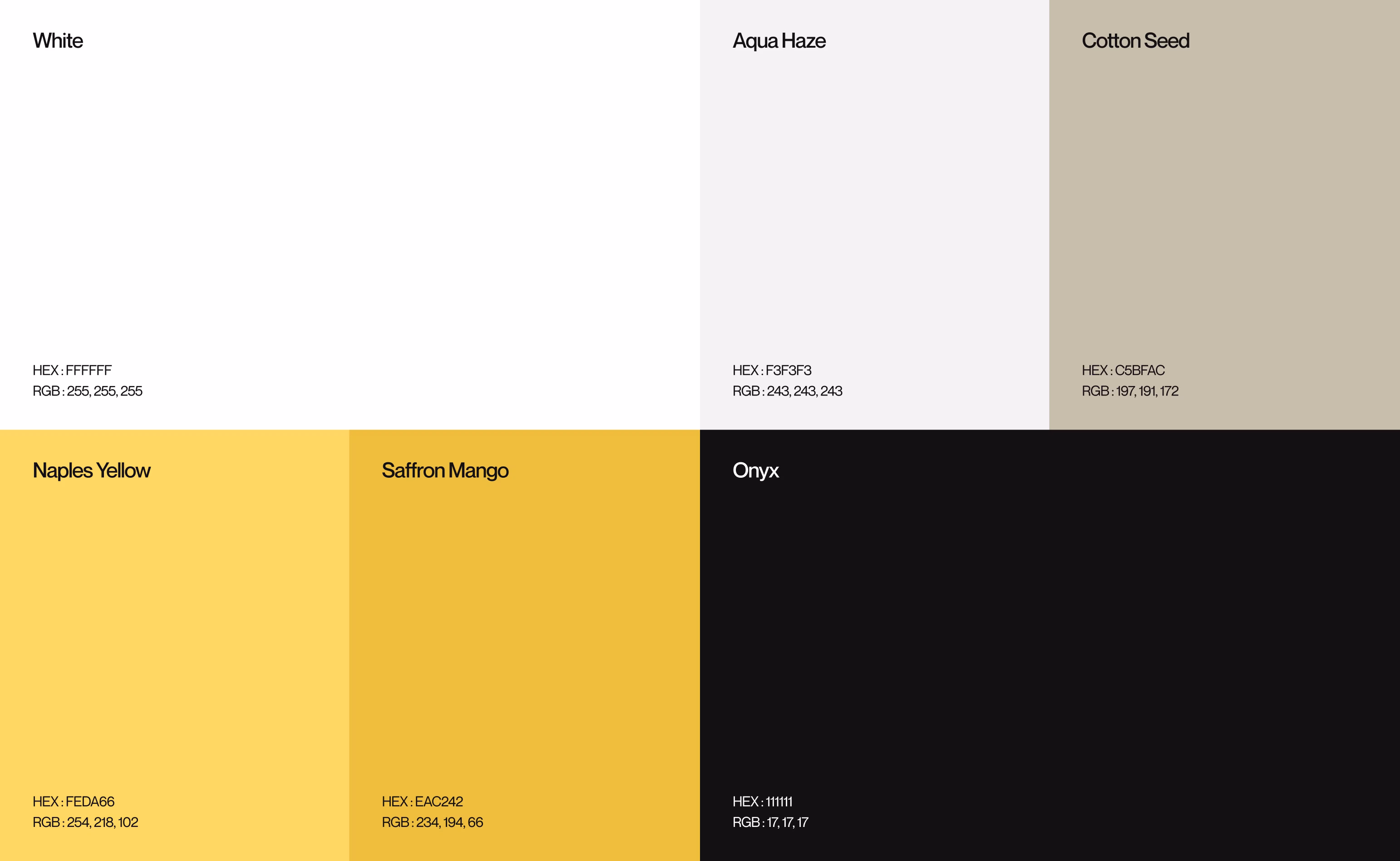 ARO Construction brand color system with hex and RGB specifications