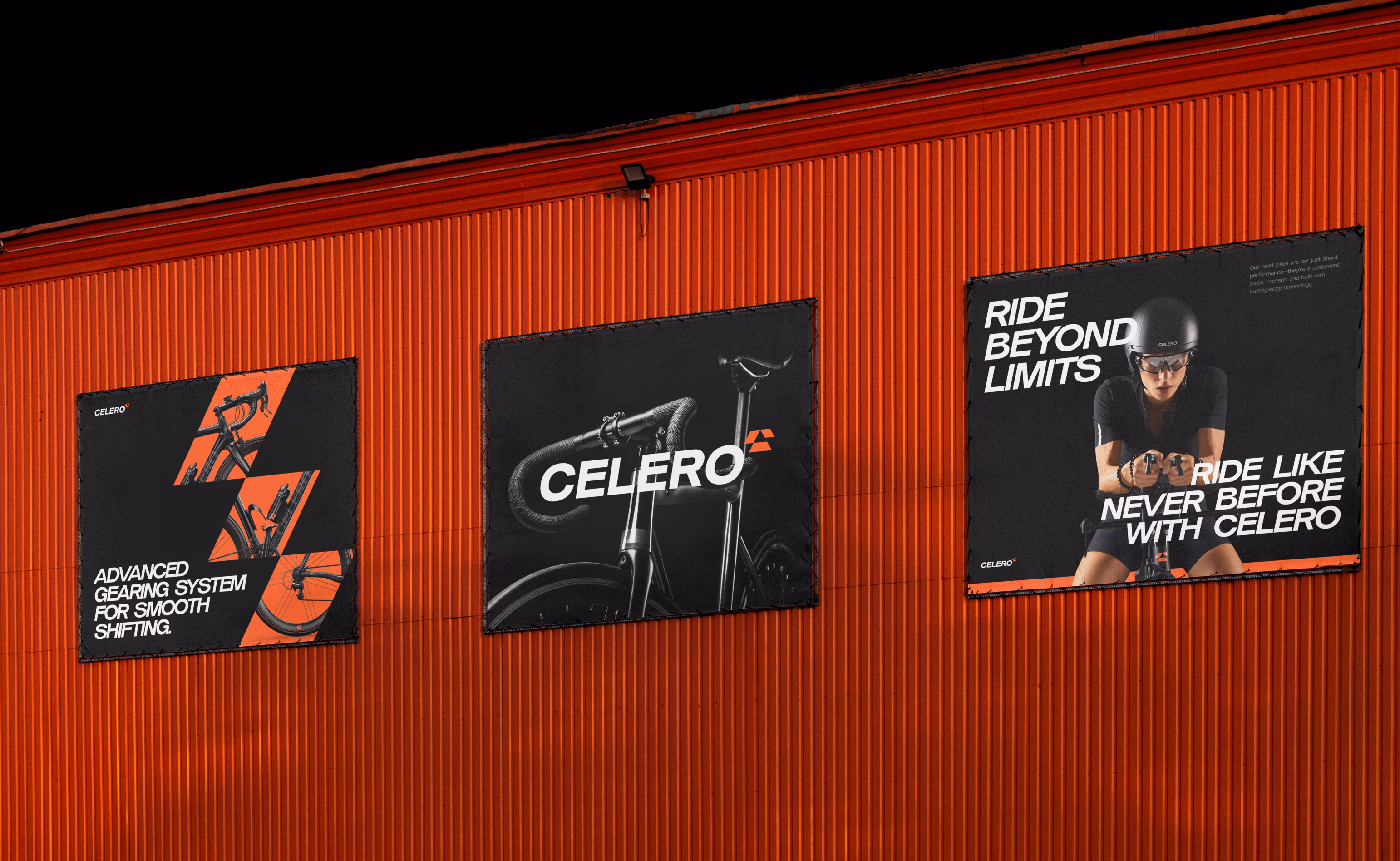 Celero storefront signage and environmental design application by Hatypo