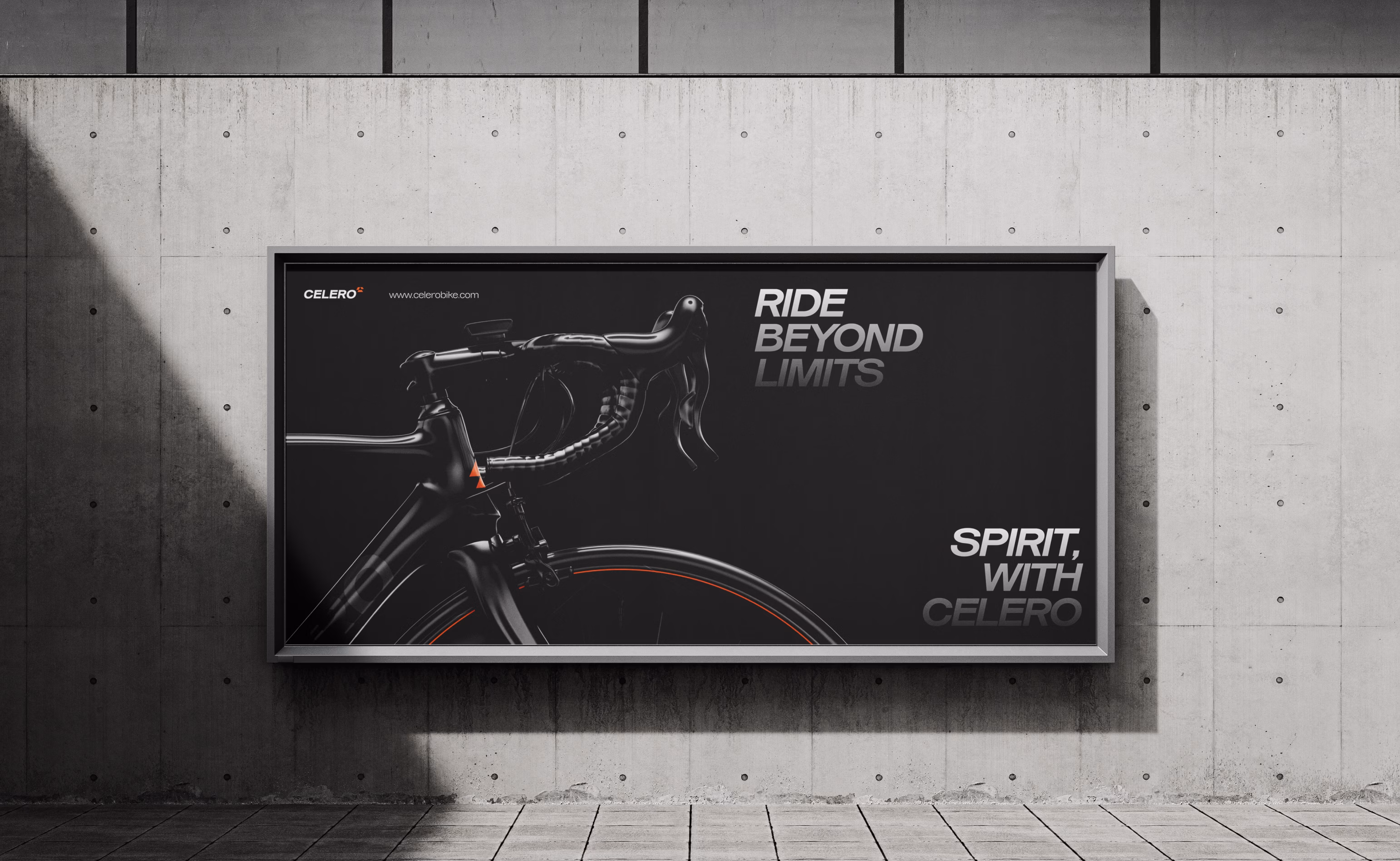 Celero campaign poster with motivational messaging and brand color palette