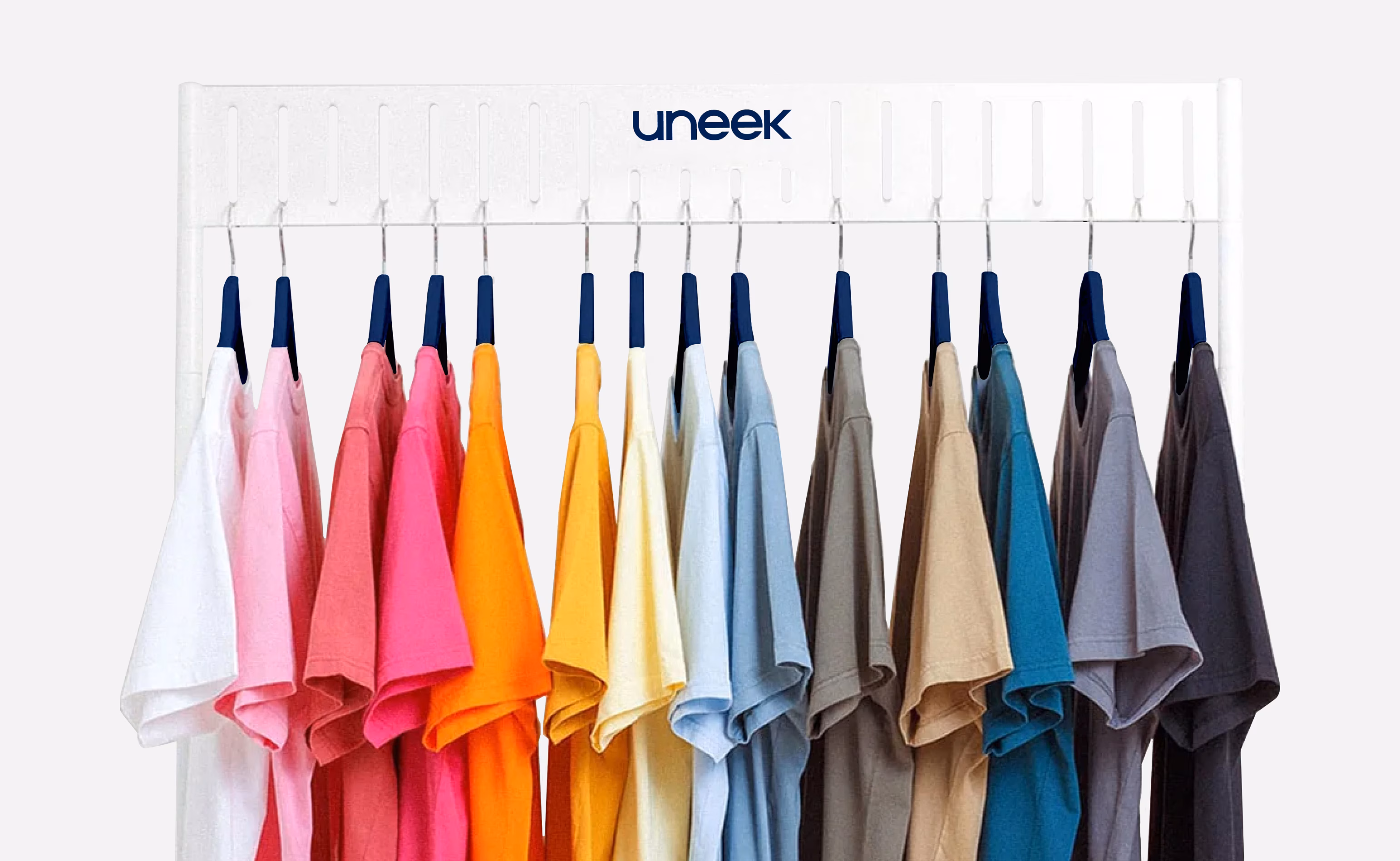 Uneek Clothing environmental branding and storefront signage design by Hatypo
