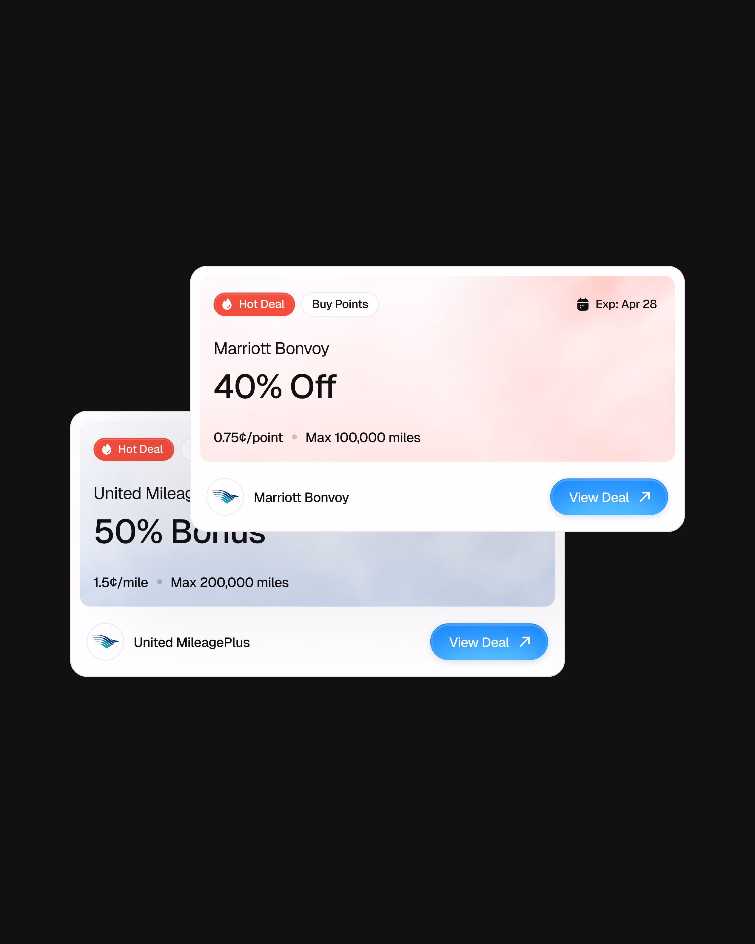 PointsPromos website product design showing organized travel rewards information architecture for promotions tracking by Hatypo Studio