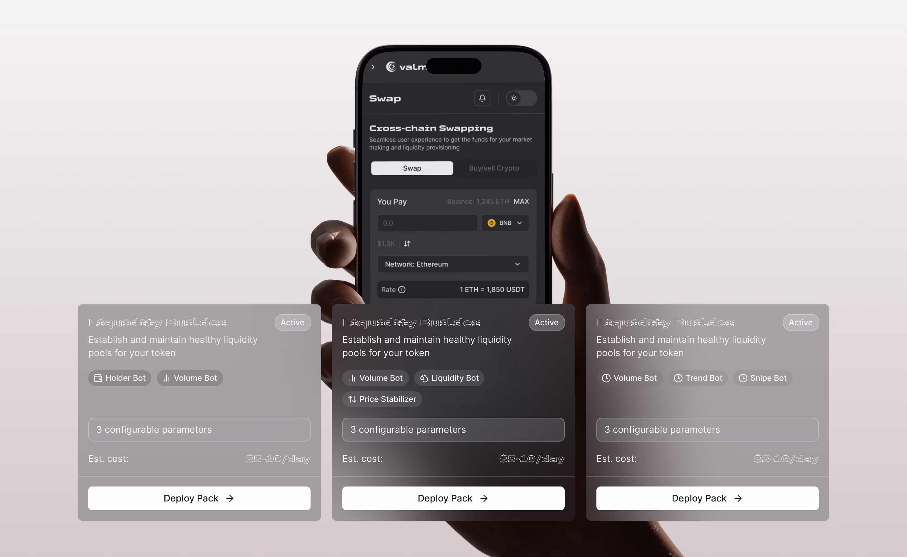 Valmira dashboard product design showing launch protection mechanisms and automated defense features by Hatypo Studio