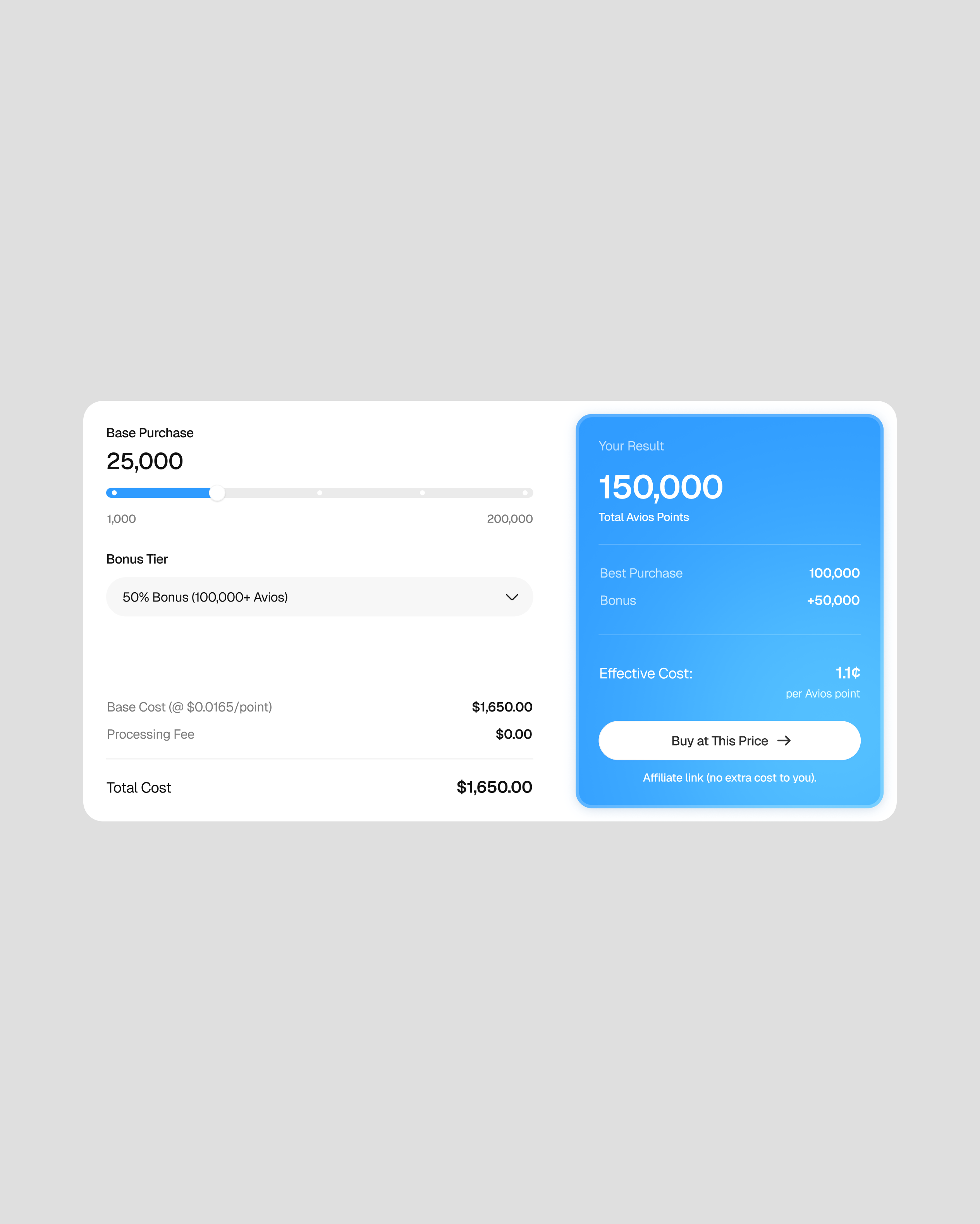 PointsPromos website design showing points purchase card with 25,000 and 150,000 points options and pricing by Hatypo Studio