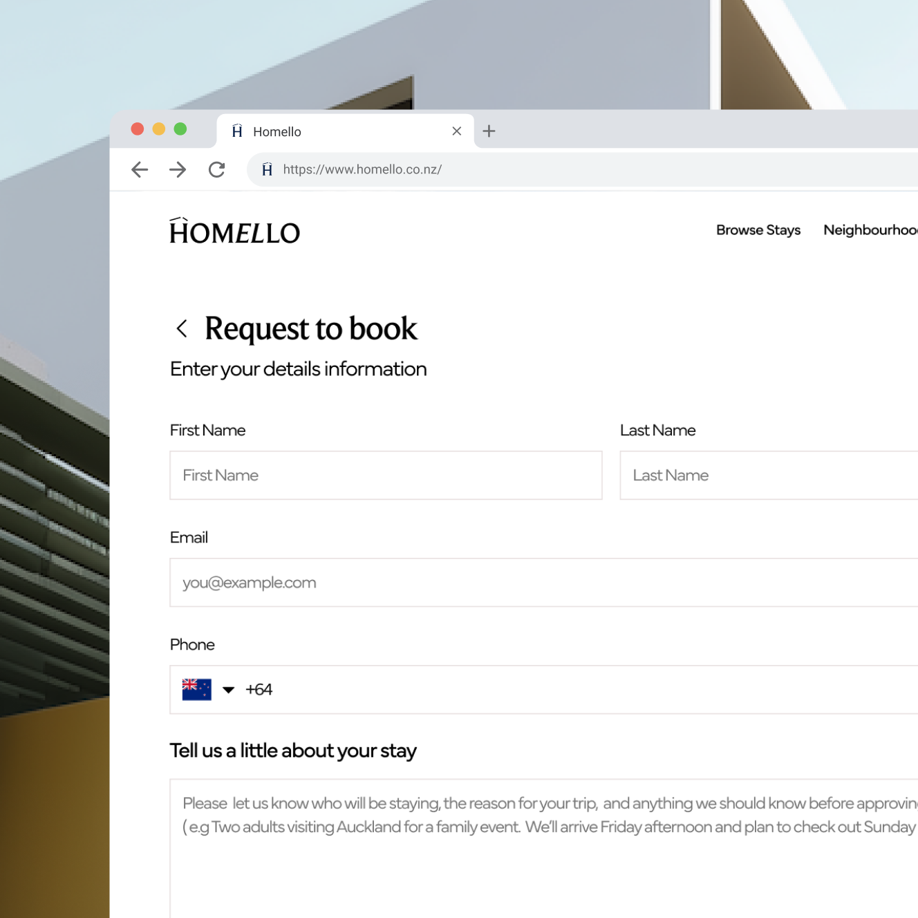Homello UI/UX Design and Web Development showing rental platform homepage for Auckland neighborhoods by Hatypo Studio