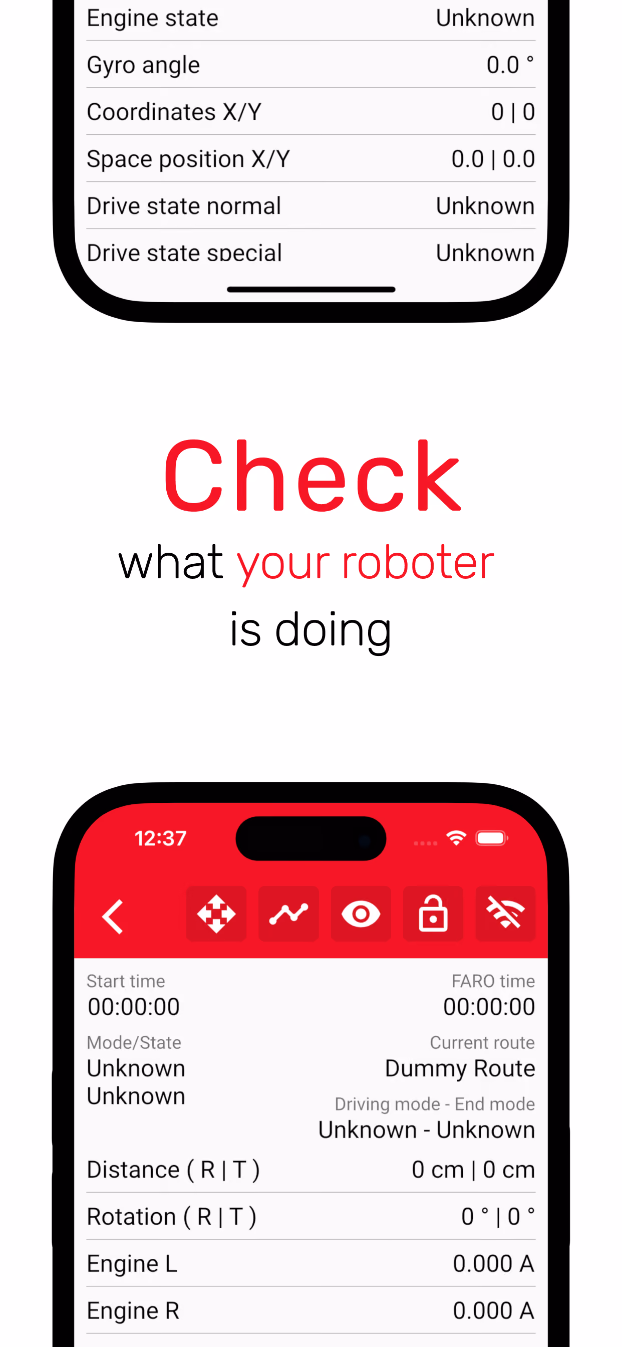 FaroSmart robot status screen
