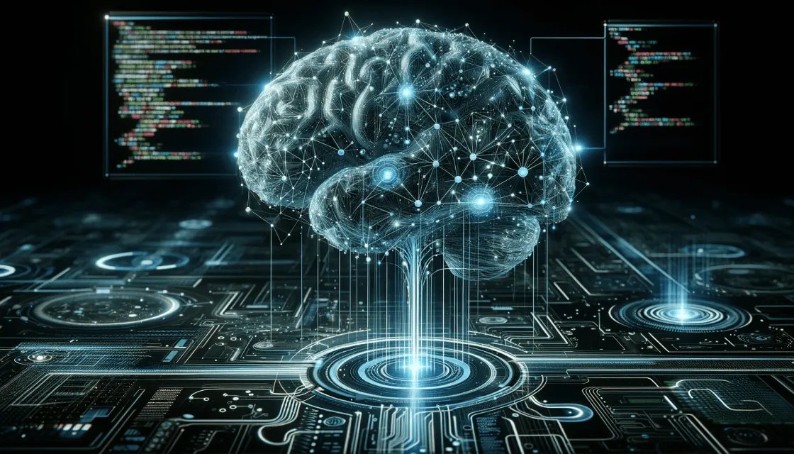 A computer generated image of a brain on a circuit board.