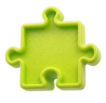 Green puzzle piece with rounded edges on a black background.