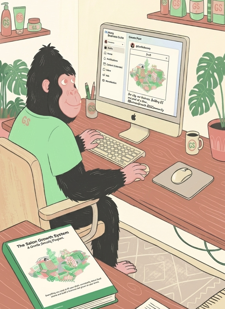 Gorilla Society mascot pointing at the Meta Ads Setup Guide