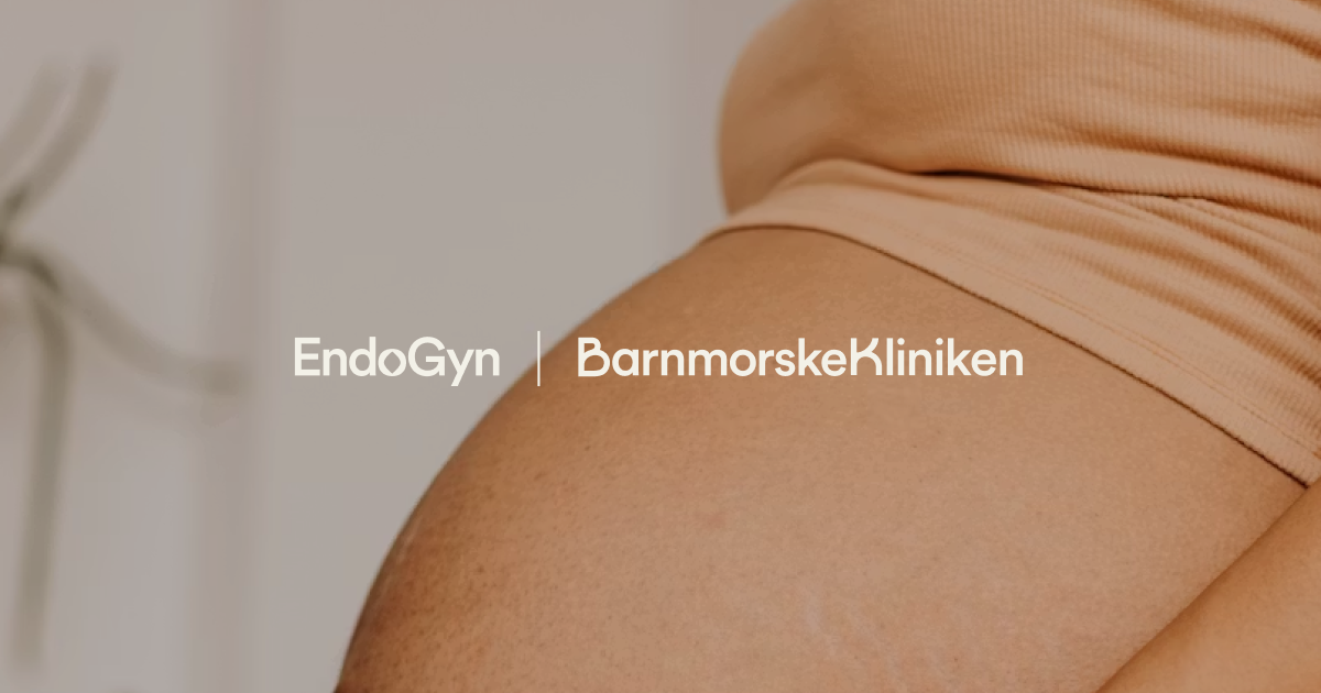 Gravid mage med texten EndoGyn | BarnmorskeKliniken i förgrunden.