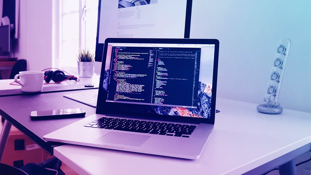 A laptop on a desk