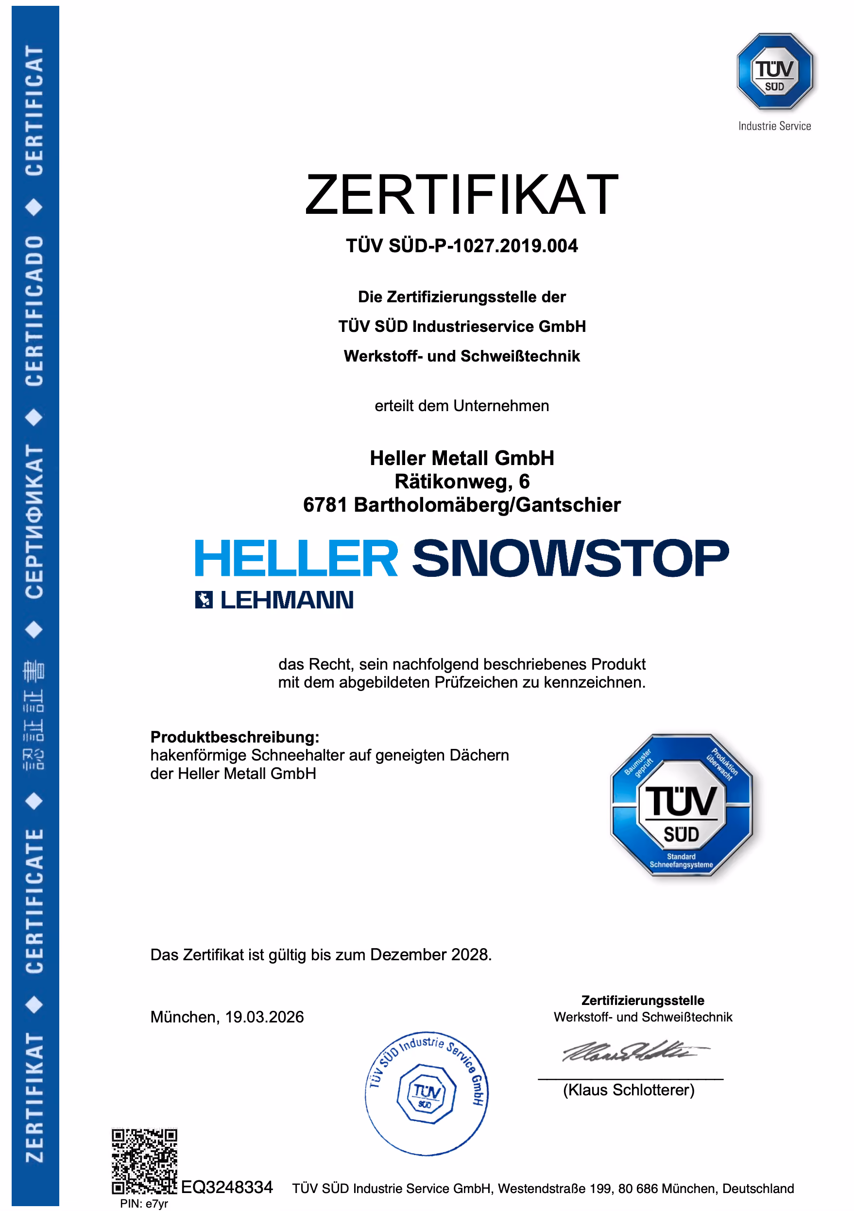 Hakenförmige Schneehalter
