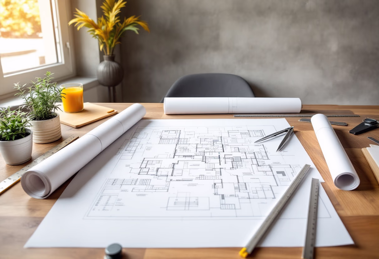 image of construction plans for a general contractor