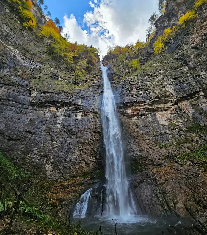 Skakavac waterfall in Perucica rainforest in autumn