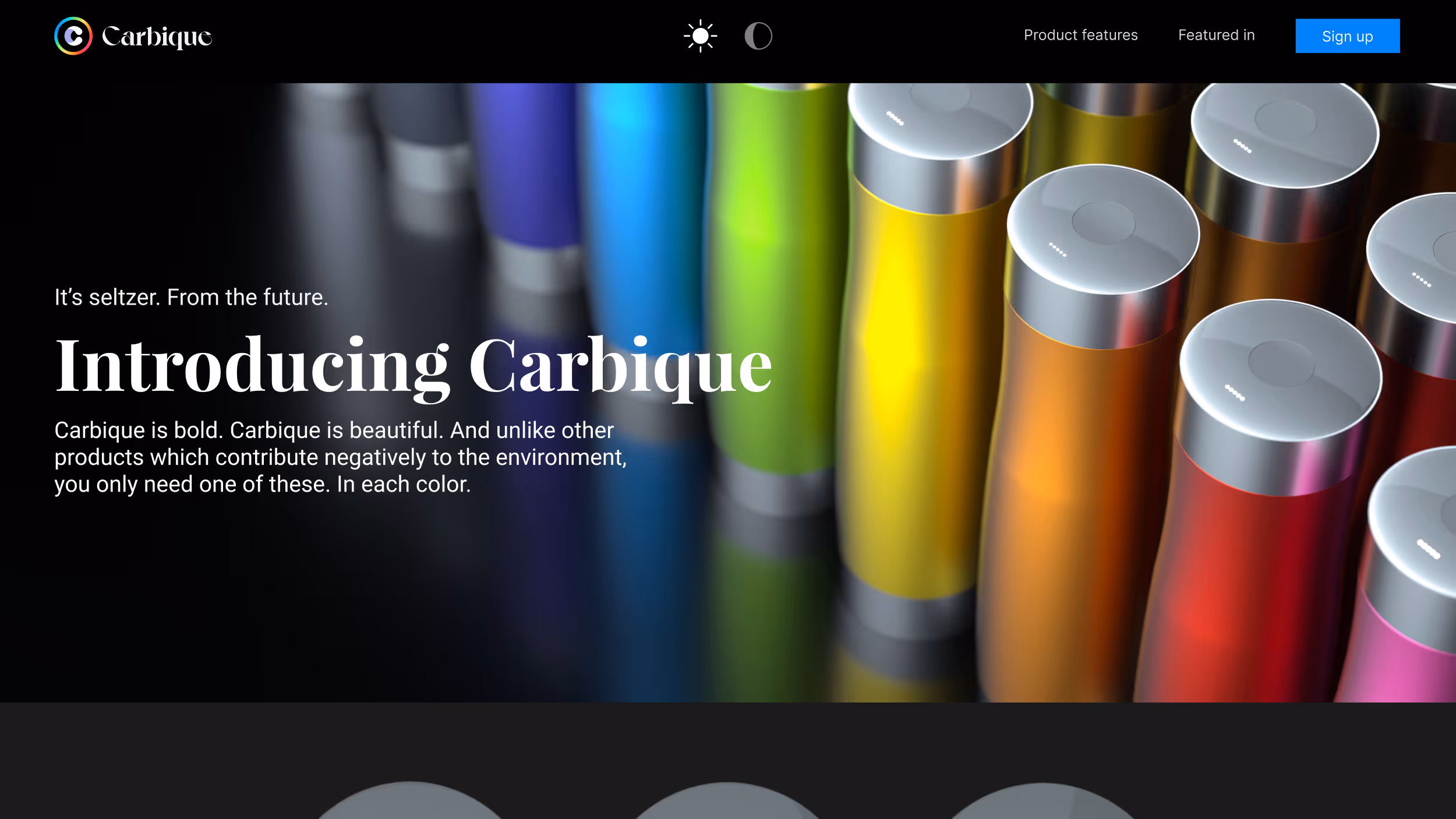 An image from a webiste called Carbique water bottles, designed by kreatrix