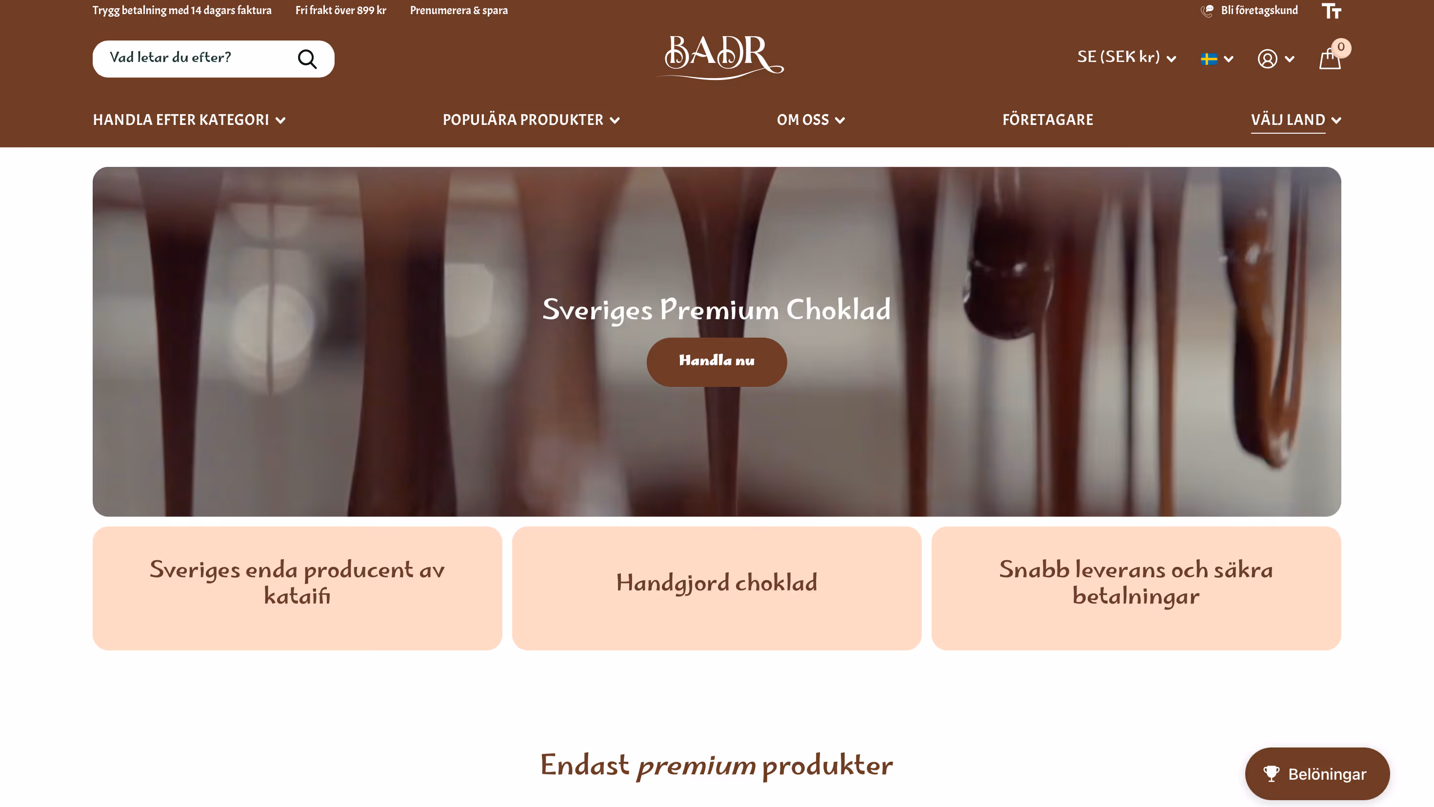 An image from a website called BADR Chocolate, Designed by Kreatrix