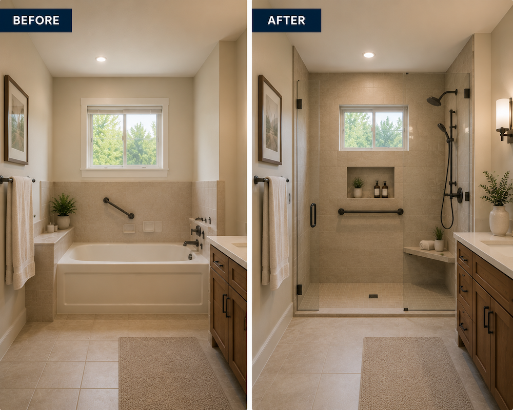 Tub to shower conversion
