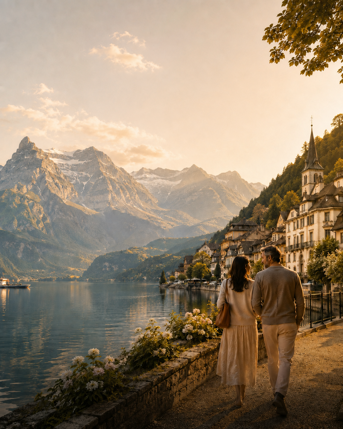 Carte éditoriale Nature et grand air avec Annecy, Chamonix, Interlaken, Lucerne, Montreux et Zermatt.