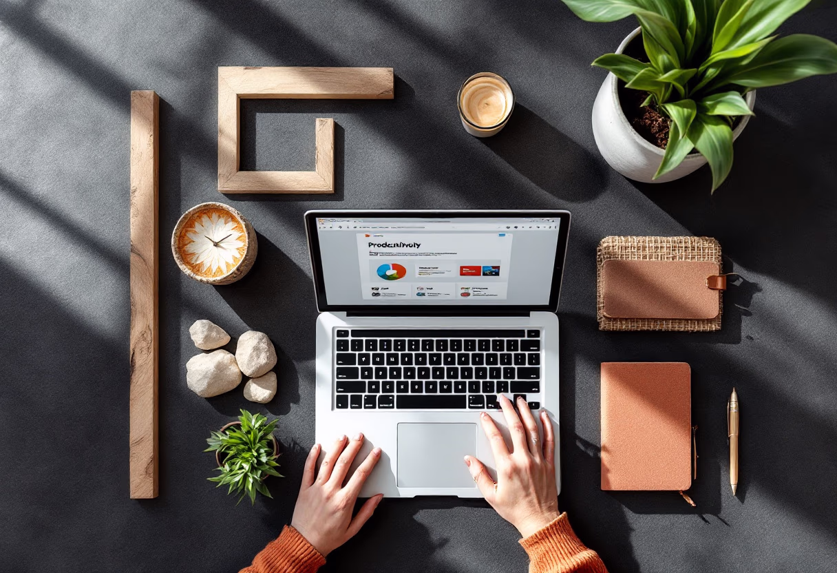 image of a user interacting with the software on a laptop (for a productivity tools business)