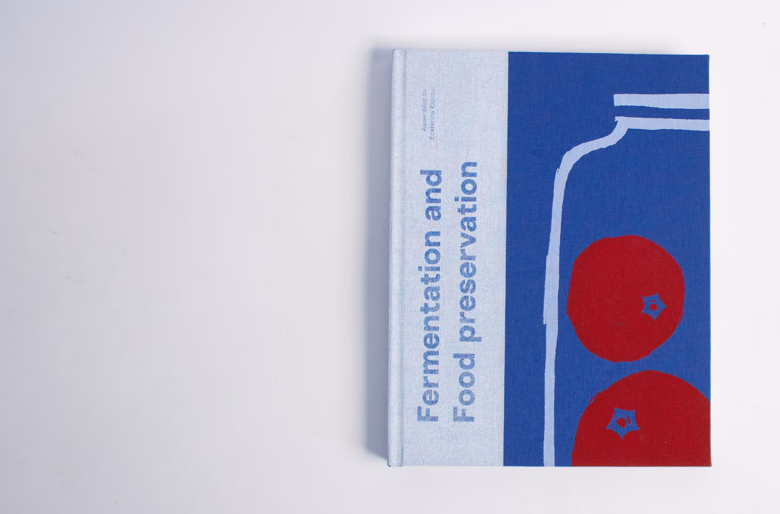 Blue book titled 'Fermentation and Food Preservation' with red tomato illustrations on cover.