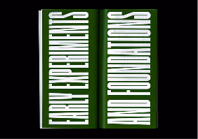 Open book with green pages displaying vertical white text: EARLY EXPERIMENTS AND FOUNDATIONS.