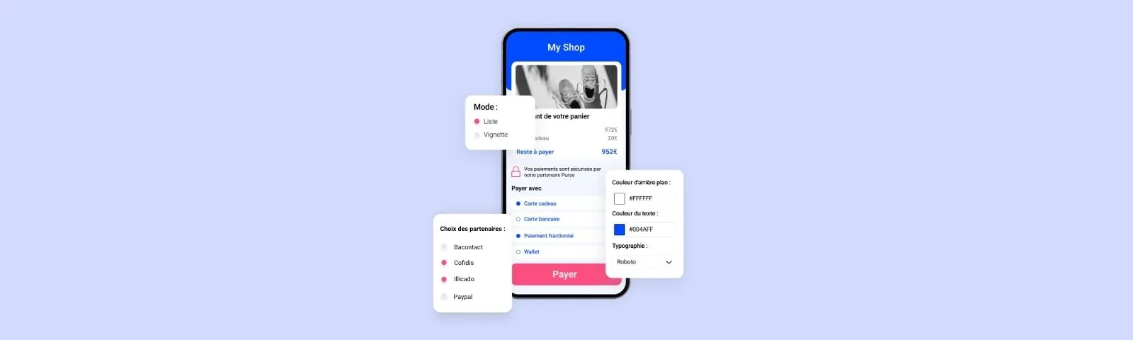 Parcours de paiement headless checkout fluide et aligné à l’identité de marque