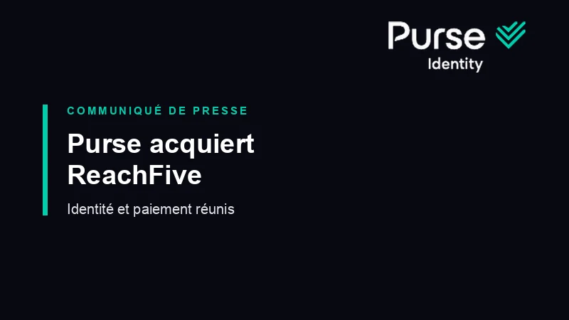 Les logos Purse et ReachFive au-dessus de deux panneaux, authentification et paiement