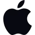 Logo noir de la marque Apple en forme de pomme croquée.