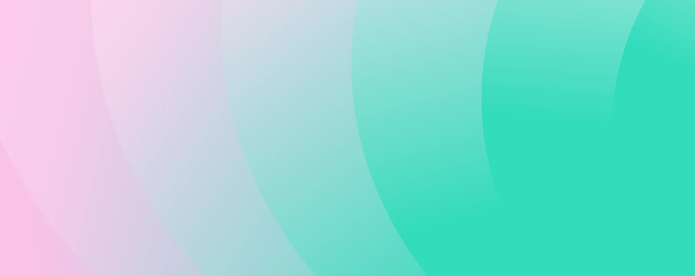 Dégradé abstrait en arcs pastel allant du rose au turquoise.