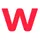 Logo rouge stylisé en forme de W