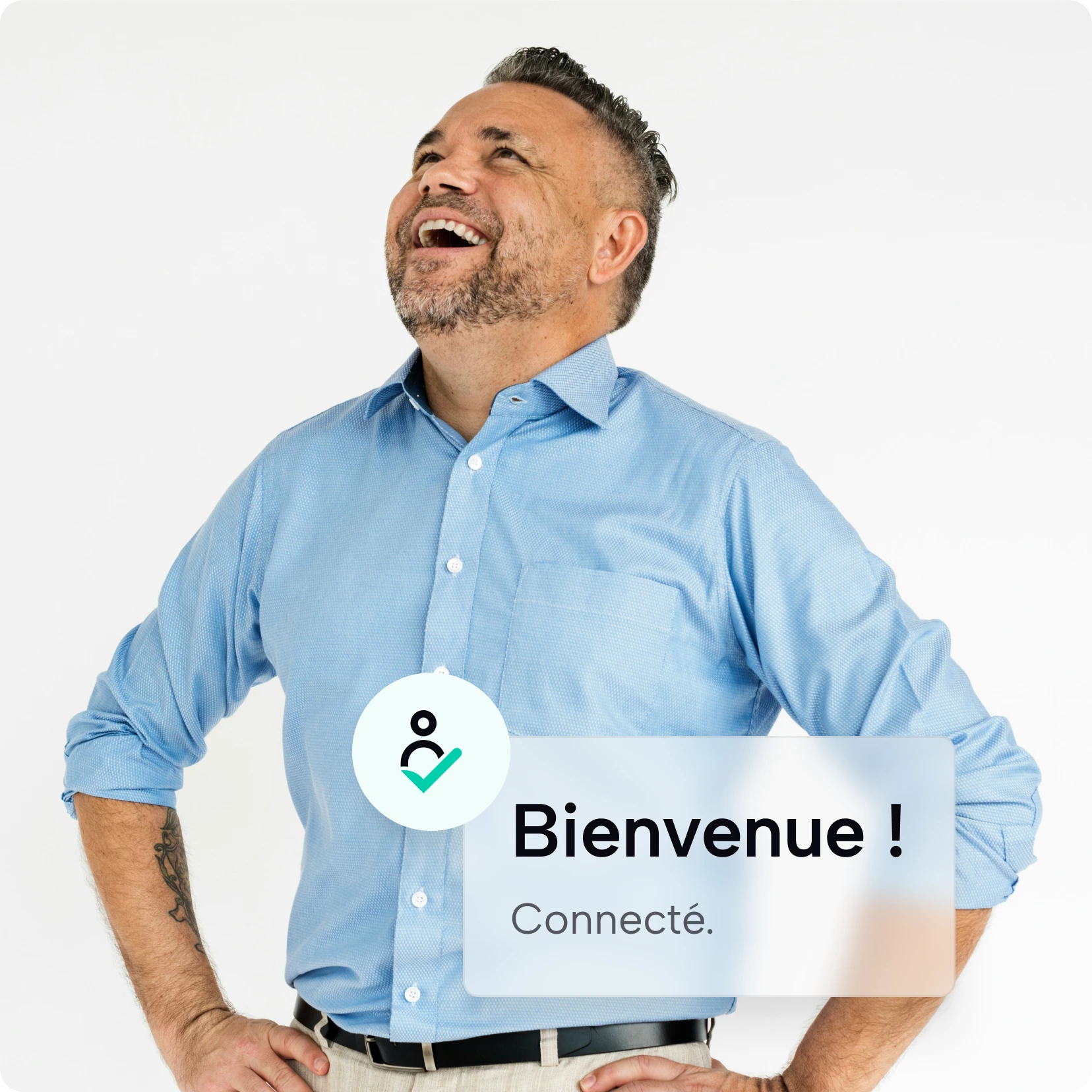 Client reconnu et connecté accueilli par un message de bienvenue
