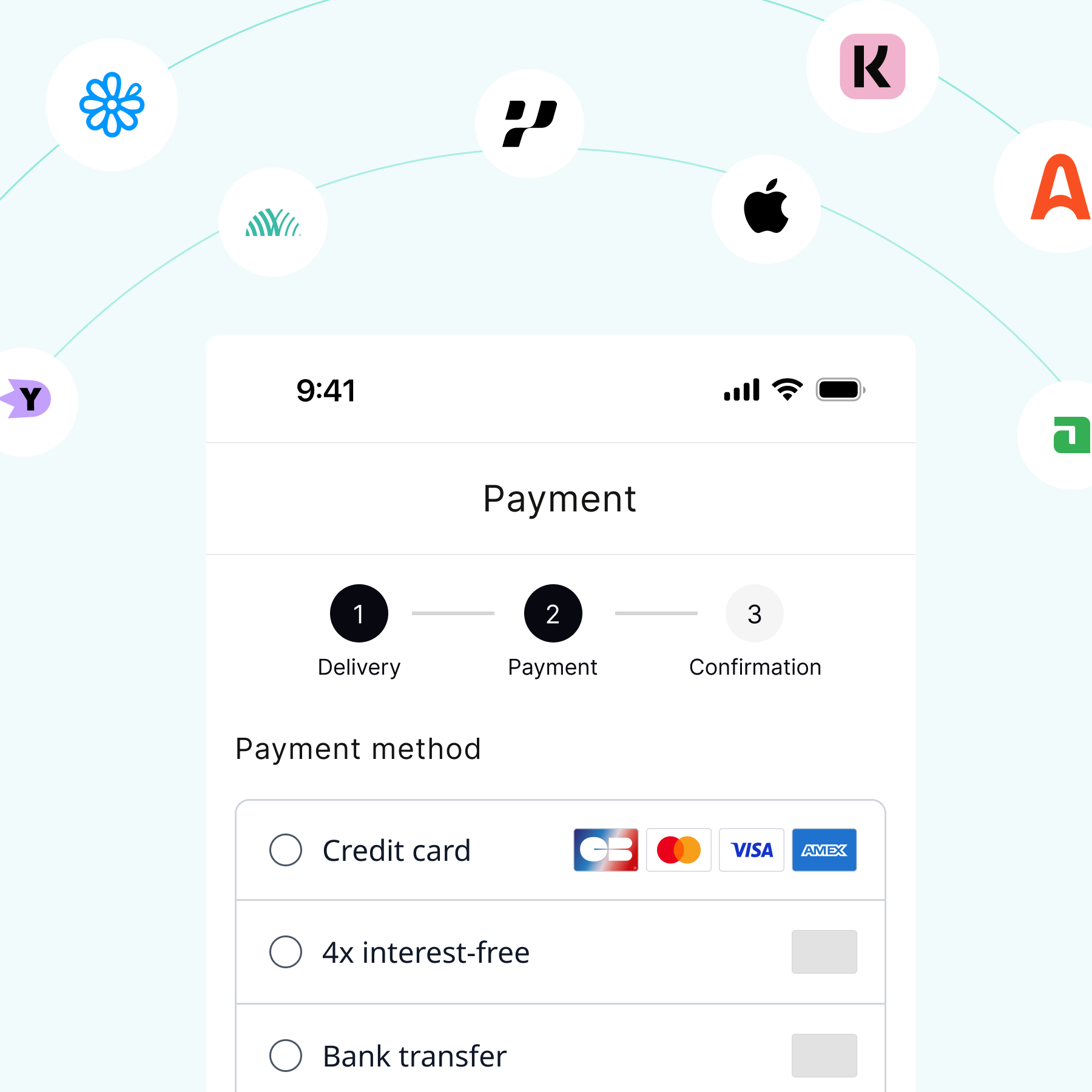 Payment gateway connected to major payment methods and wallets