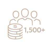 Icon showing over 1,500 clients served by Geller Law for investment loss and financial recovery.