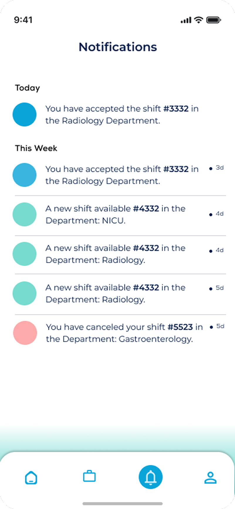 Open shifts list design iteration.