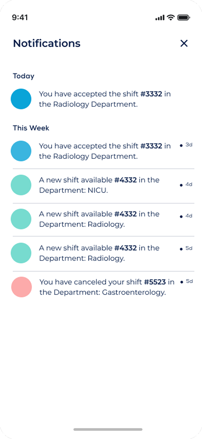 Notification screen design iteration.