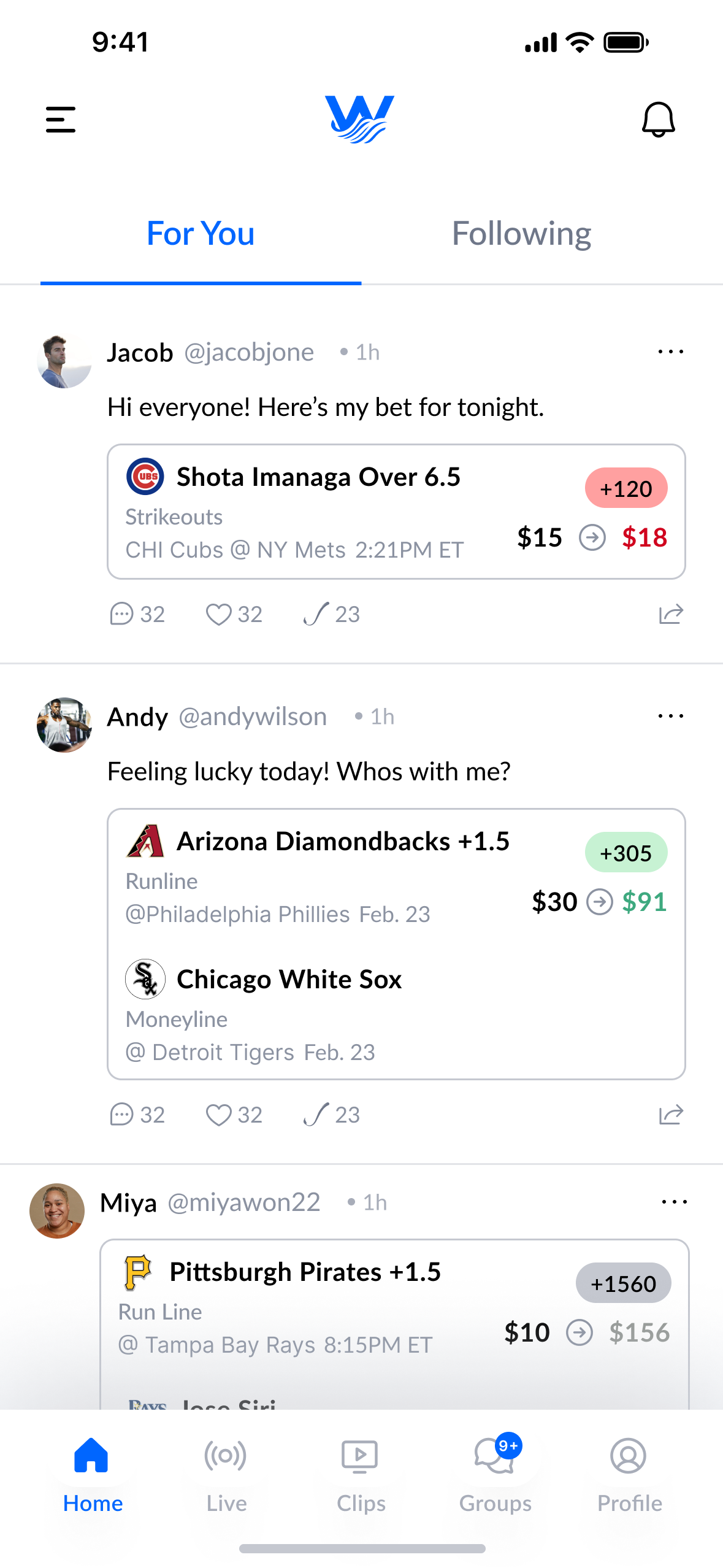 Home feed, For You tab, surfacing recommended picks from across the platform.