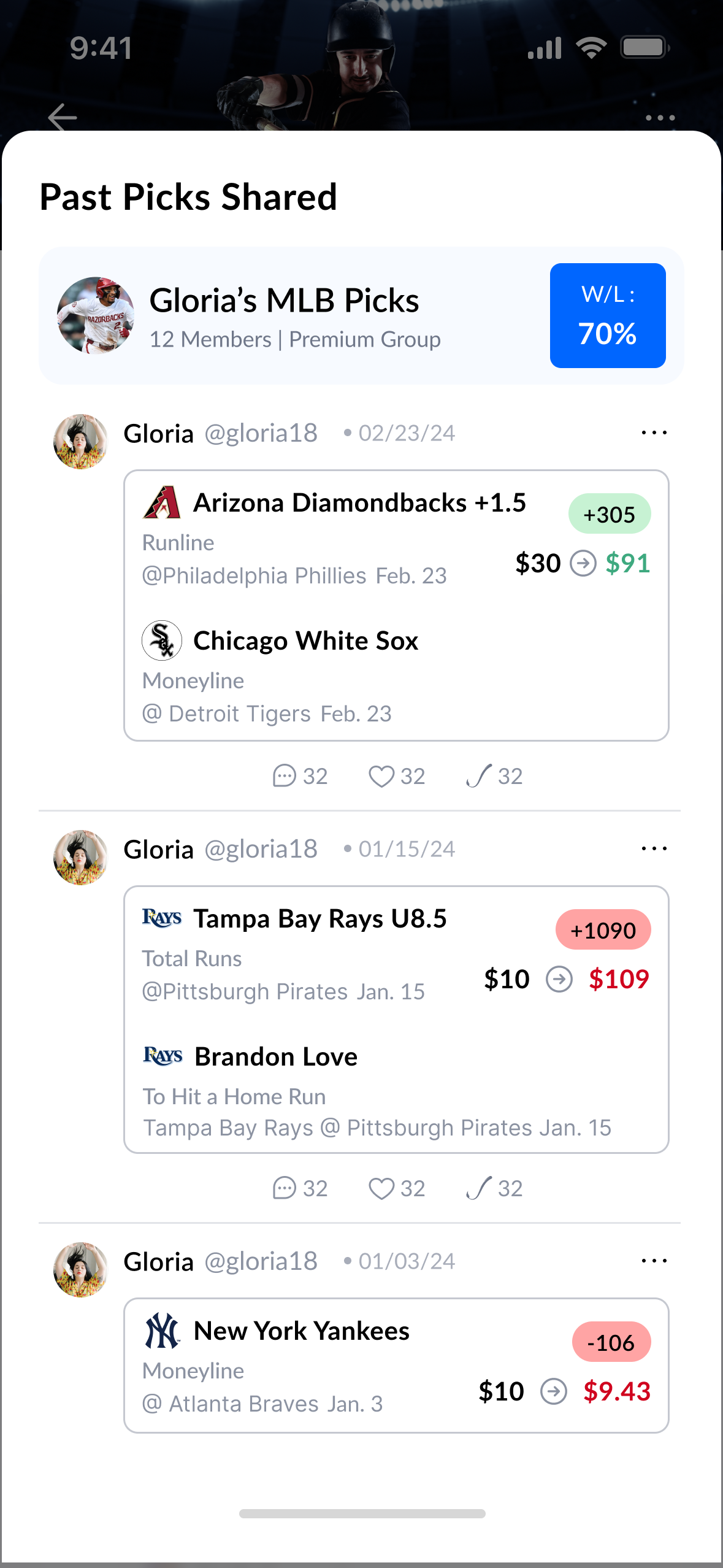 Joining a paid group, showing the subscription price and what members receive.