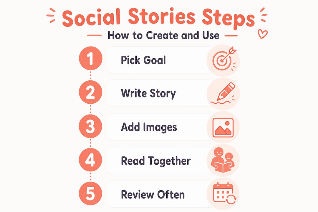 Infographic steps for using social stories