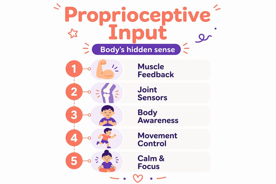 Infographic showing steps of proprioceptive input