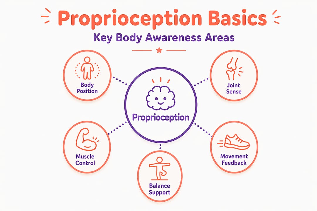 Hierarchy infographic of proprioception key concepts