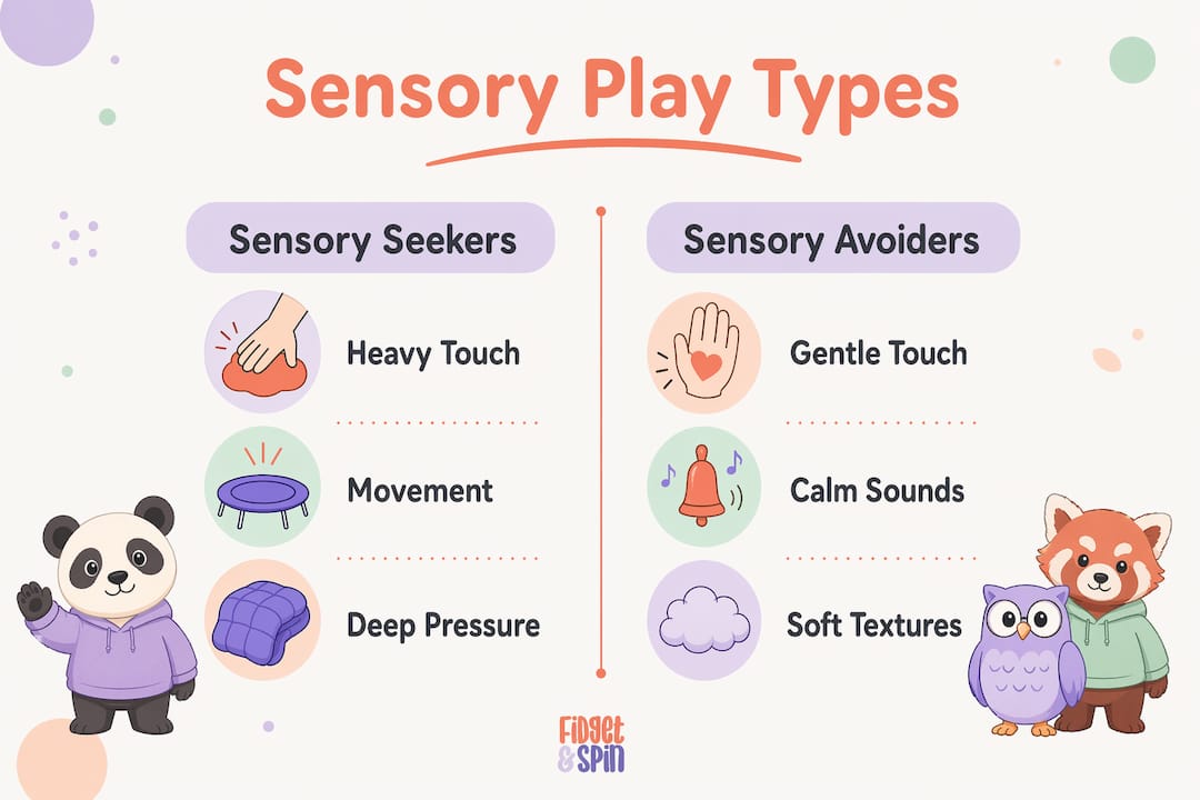 Infographic comparing sensory seeker and avoider strategies