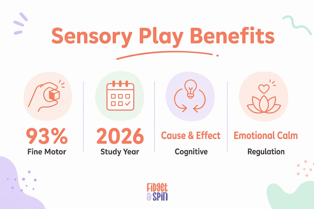 Infographic showing key sensory play benefits