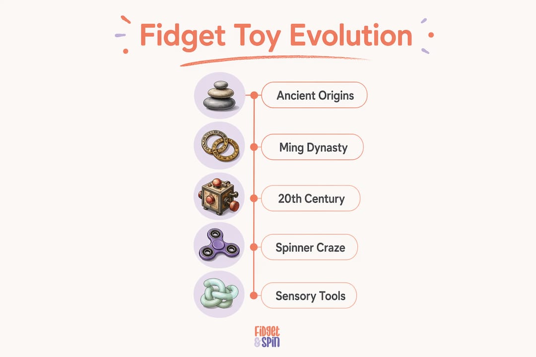 Infographic showing fidget toy evolution timeline