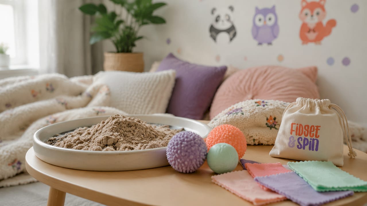 Organized sensory play area setup at home