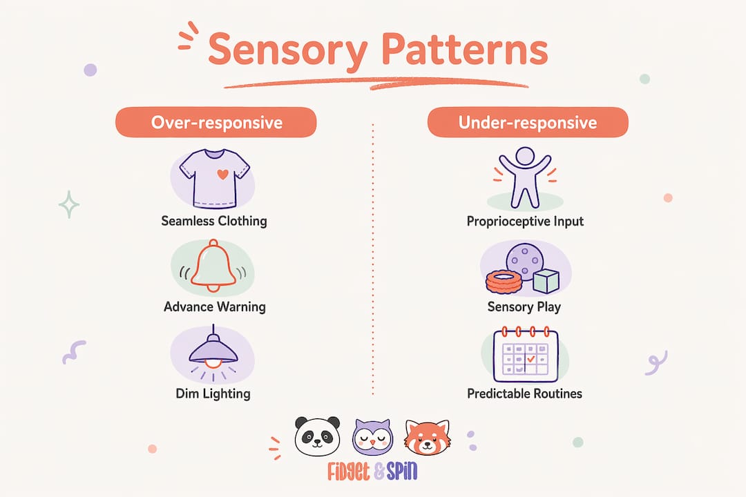 Infographic comparing sensory processing patterns and strategies