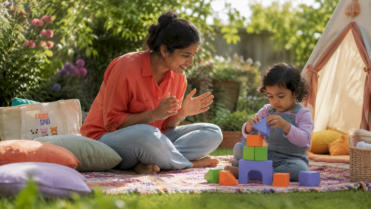 Parent and child in sensory play session