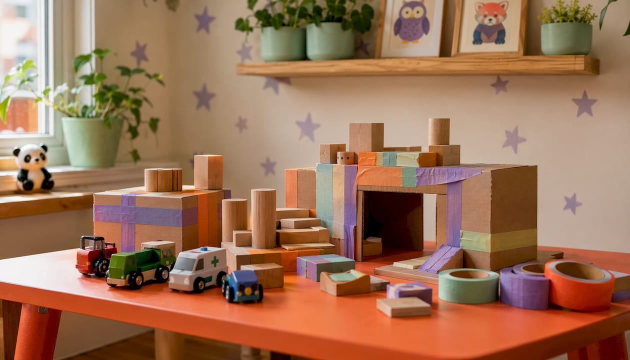 Home play corner with builder theme