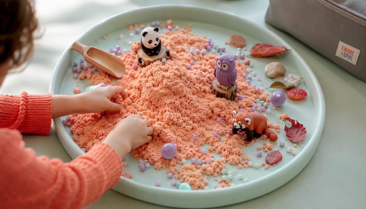 Overhead view of ocean sensory tray